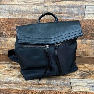 Stylish Black Leather Men's Backpack